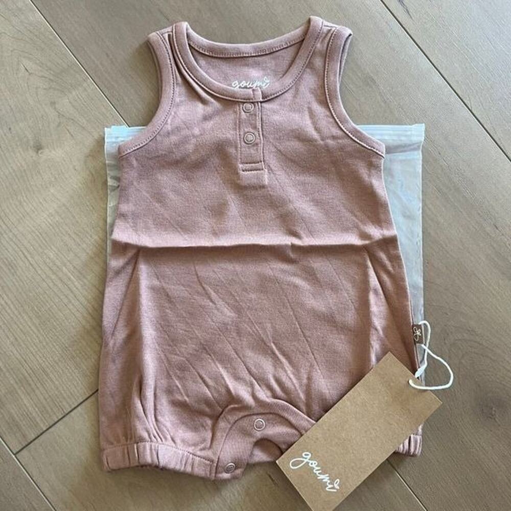 NWT Goumi Kids High Prairie Baby Romper SZ 0-3mo Bamboo Organic Cotton Shortie